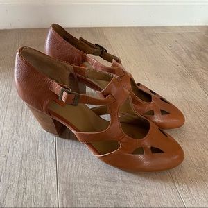 Miz Mooz Darling Brown Leather Dance Style Heels